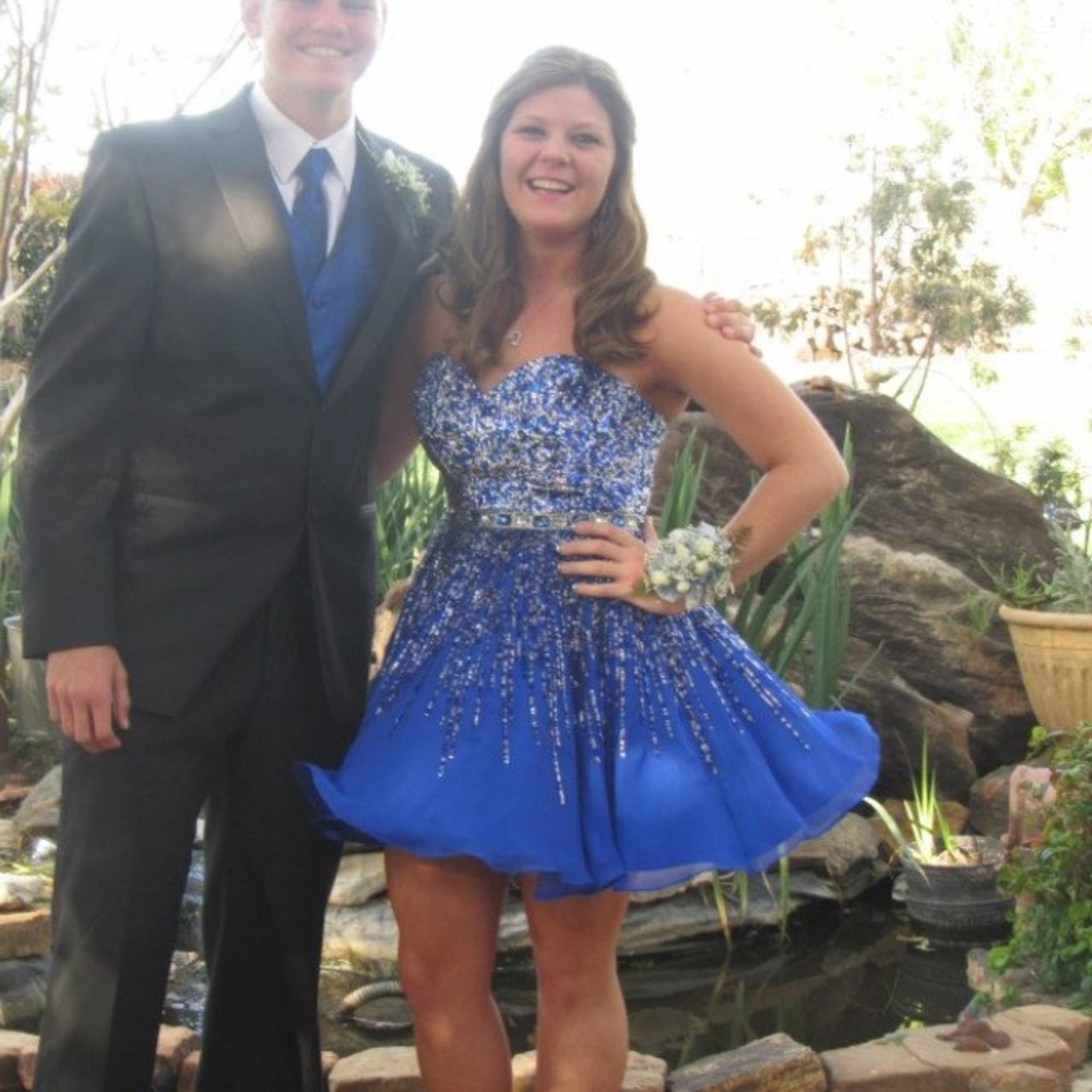 Sherri Hill Blue Prom Dress - Picture 2 of 6